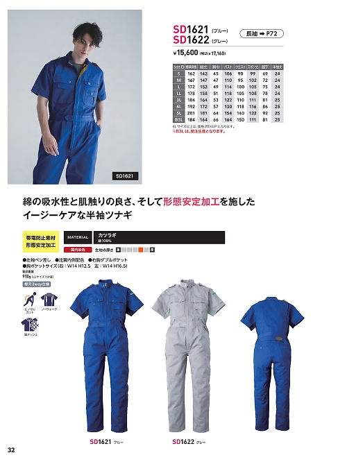 SD1621 ツナギ(ブルー)のカタログページにジャンプします