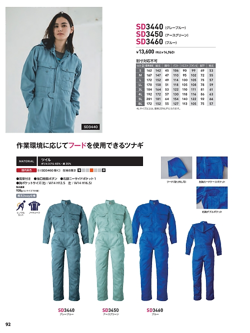 SD3460 ツナギ(ブルー)のカタログページにジャンプします