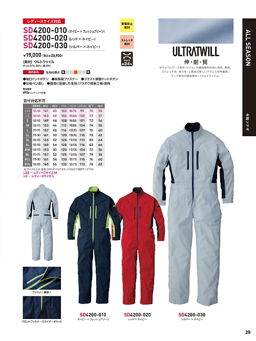 SD4200-020 長袖ツナギのカタログページにジャンプします