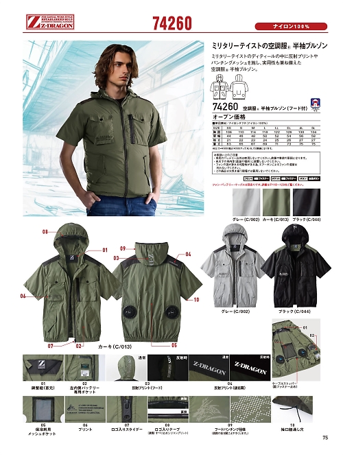 74260 半袖ブルゾン(空調服)のカタログページにジャンプします