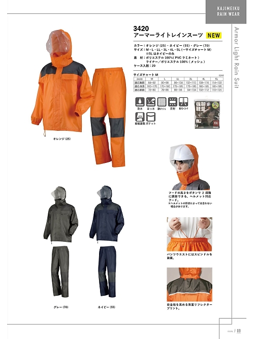 3420 レインスーツのカタログページにジャンプします