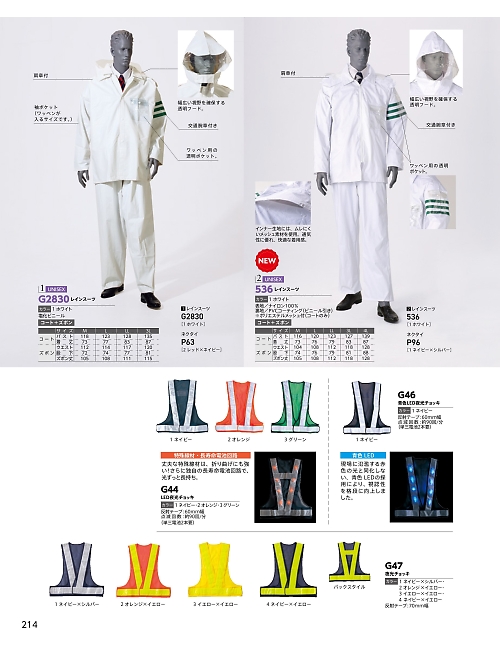 G2830 男女兼用レインスーツのカタログページにジャンプします