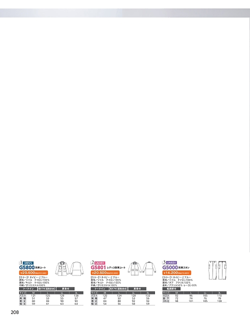 G5800 防寒着(コート)のカタログページにジャンプします