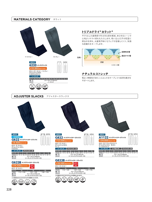 A1122 メンズスラックスのカタログページにジャンプします