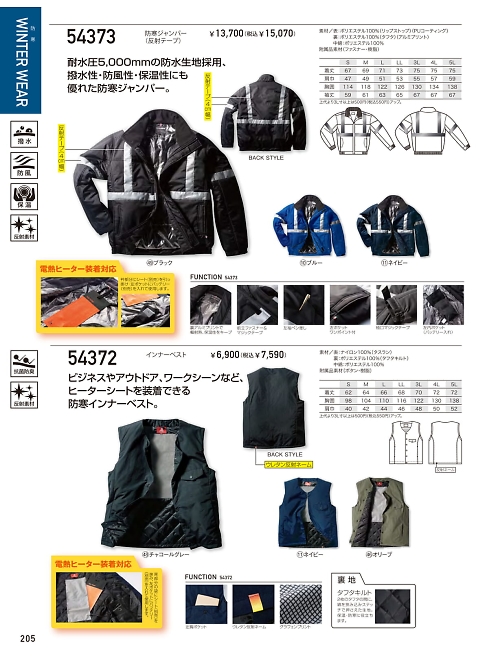 54373 反射防寒ジャンパーのカタログページにジャンプします