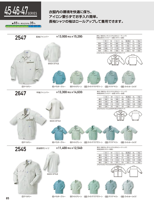 2545 長袖シャツのカタログページにジャンプします