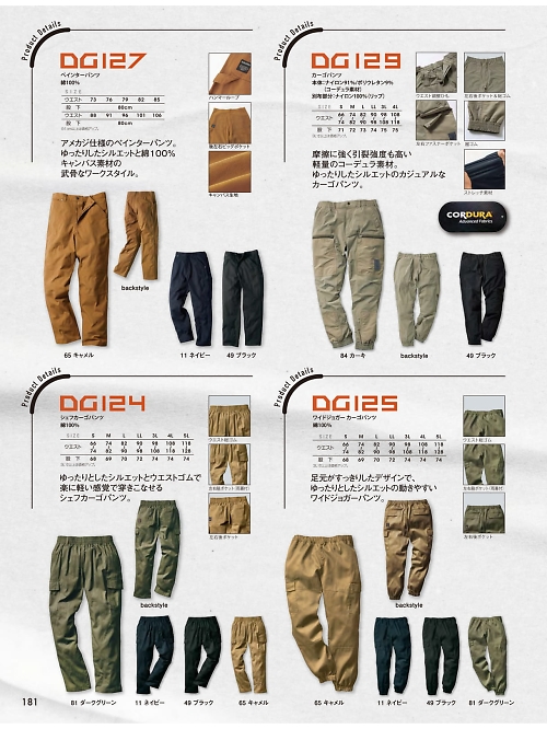 DG127 ペインターパンツのカタログページにジャンプします