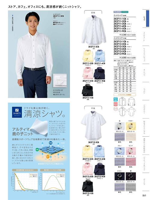MONTBLANC (住商モンブラン),ZK2712-1CB,兼用半袖ニットシャツ(黒)の写真は2024最新のオンラインカタログの41ページに掲載されています。