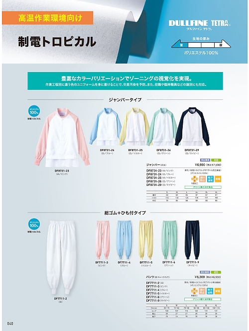 DF7711-2 兼用パンツ(白)のカタログページにジャンプします