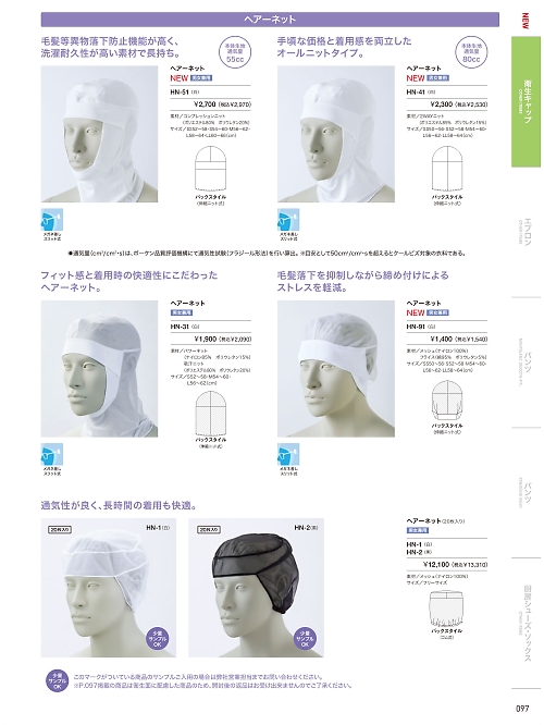 HN2 ヘアーネット黒(20枚入)のカタログページにジャンプします