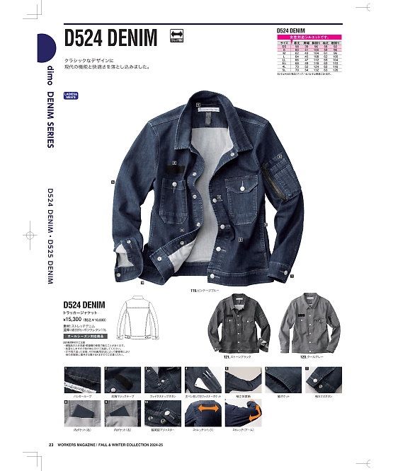 NAKATUKA CALJAC,D524DENIM トラッカージャケットの写真は2024-25最新オンラインカタログ23ページに掲載されています。