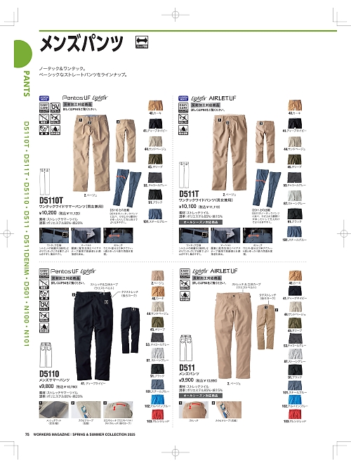 D511 メンズパンツのカタログページにジャンプします