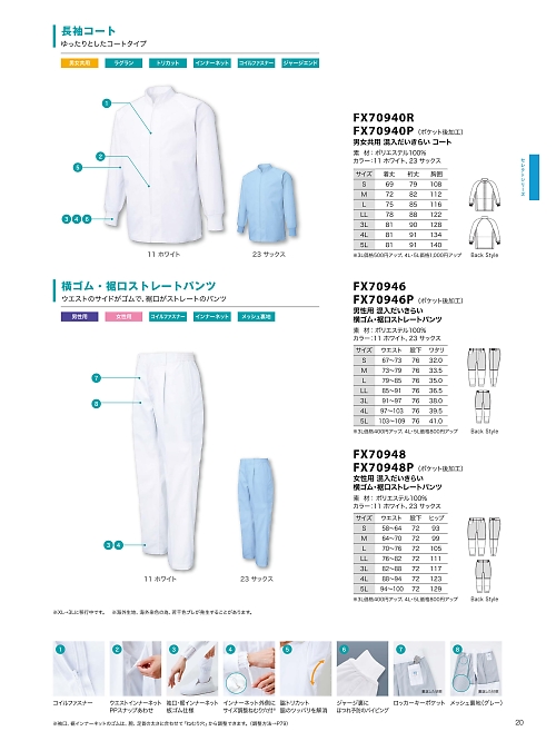 FX70940R 男女共用コートのカタログページにジャンプします