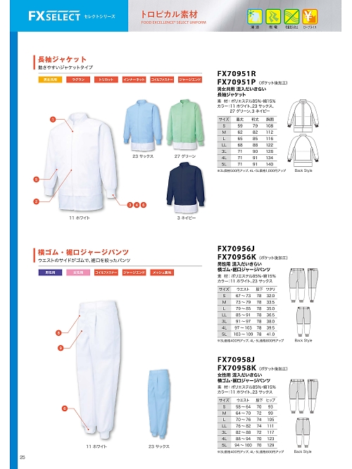 FX70951R 男女共用ジャケットのカタログページにジャンプします
