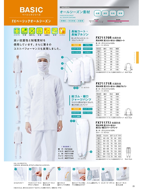 FX71170R 男女共用コートのカタログページにジャンプします