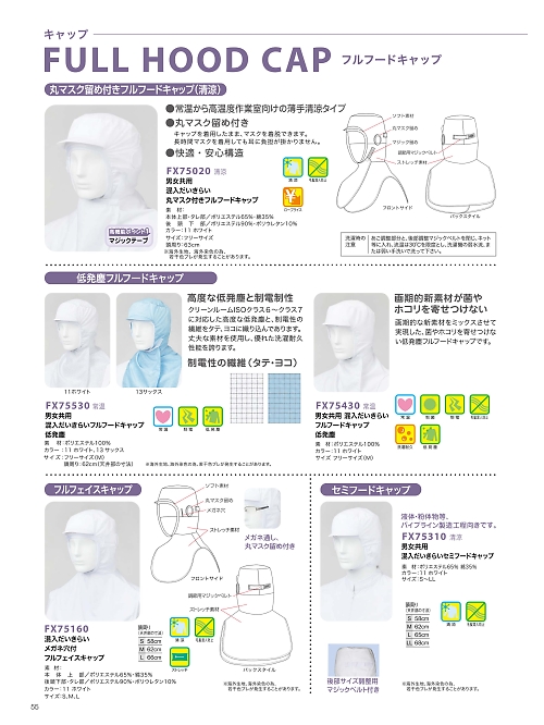 FX75020 マスク付フルフードキャップのカタログページにジャンプします