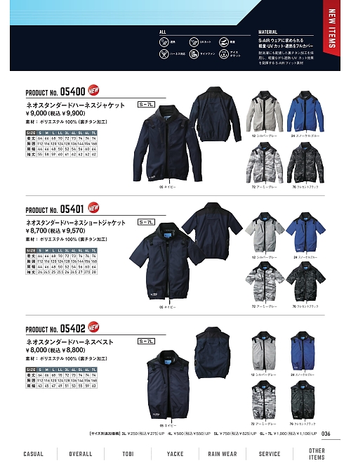 シンメン BigRun,05400 ハーネスジャケット(空調服)の写真は2024最新オンラインカタログ36ページに掲載されています。