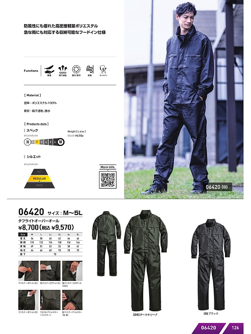 06420 タフライトオーバーオールのカタログページにジャンプします