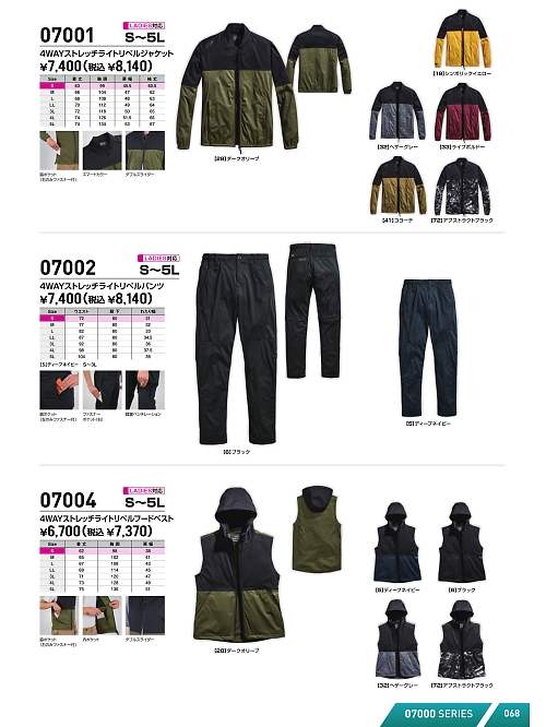 07001 4WAYストレッチジャケットのカタログページにジャンプします