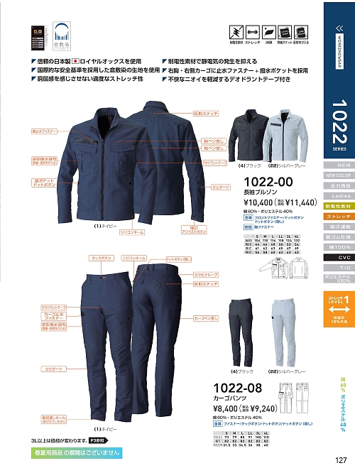 ＳＯＷＡ(桑和),1022-00 長袖ブルゾンの写真は2021-22最新オンラインカタログ127ページに掲載されています。