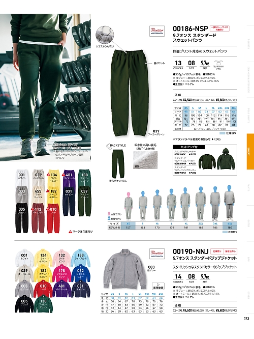 190NNJ-3XL-4XL ジップジャケットのカタログページにジャンプします