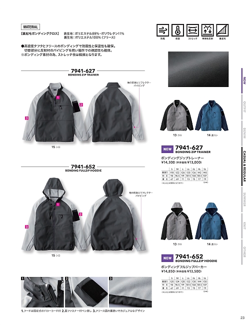 7941-652 ボンディングフルジップパーカーのカタログページにジャンプします