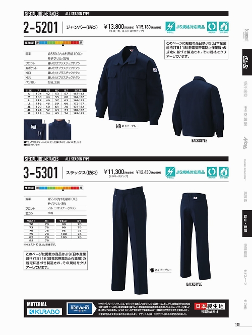 山田辰 DICKIES WORK　AUTO-BI THEMAN,2-5201,防炎ジャンパーの写真は2022最新のオンラインカタログの120ページに掲載されています。