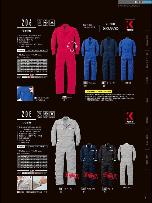 山田辰 DICKIES WORK　AUTO-BI THEMAN,206,ツヅキ服の写真は2024-25最新カタログ30ページに掲載されています。