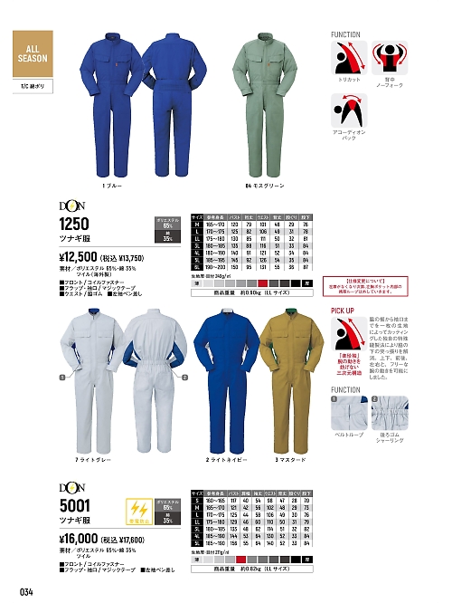 5001 ツナギ服(5000同商品)のカタログページにジャンプします