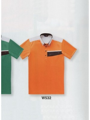 ユニフォーム7 W532 半袖ポロシャツ(オレンジ)