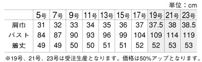 YT2910 ベスト(事務服)のサイズ画像