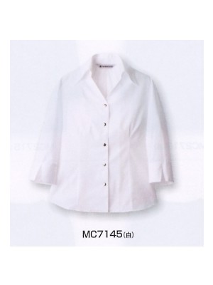 ユニフォーム453 MC7145 レディス7分袖シャツ(白)