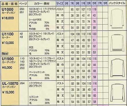 U1100 セーターア(廃番)のサイズ画像